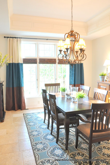Dining Room with Banded Drapes