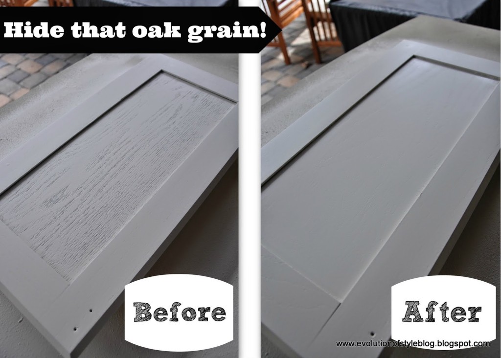 Hide the Oak Grain when Painting Kitchen Cabinets!