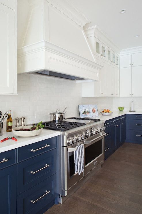Two toned navy and white kitchen