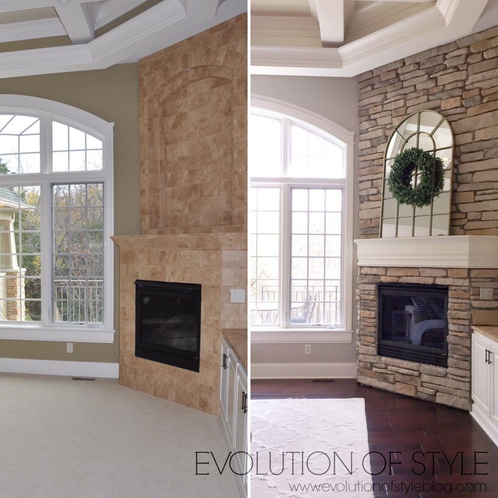 Fireplace before-after