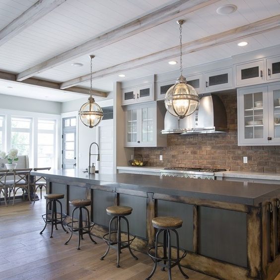 Brick backsplash in the kitchen