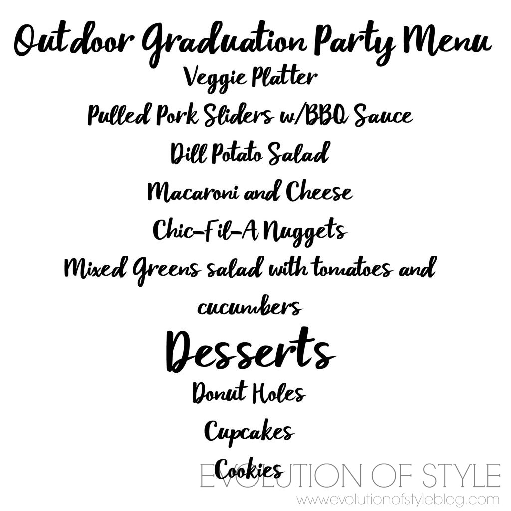 Graduation Party Menu