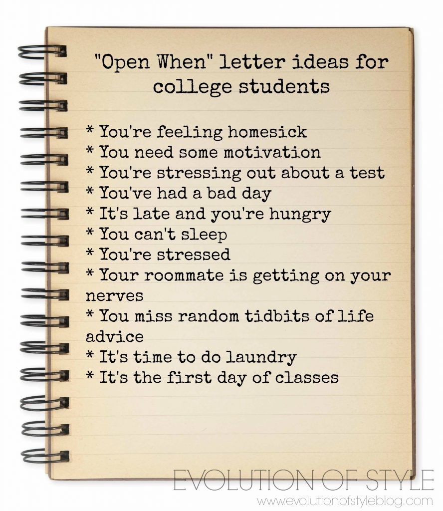 Open When Letter Ideas for College Students