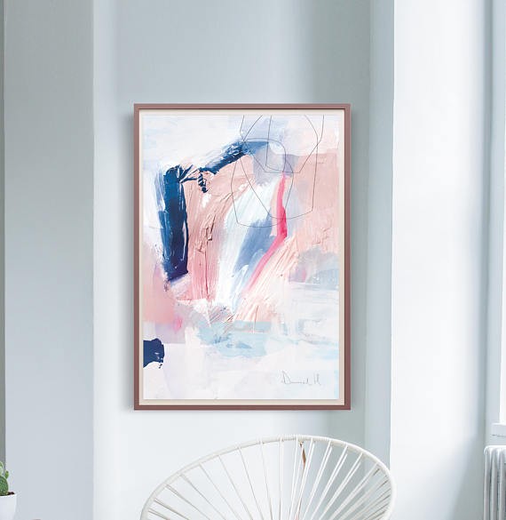 Abstract Art in Blush and Navy