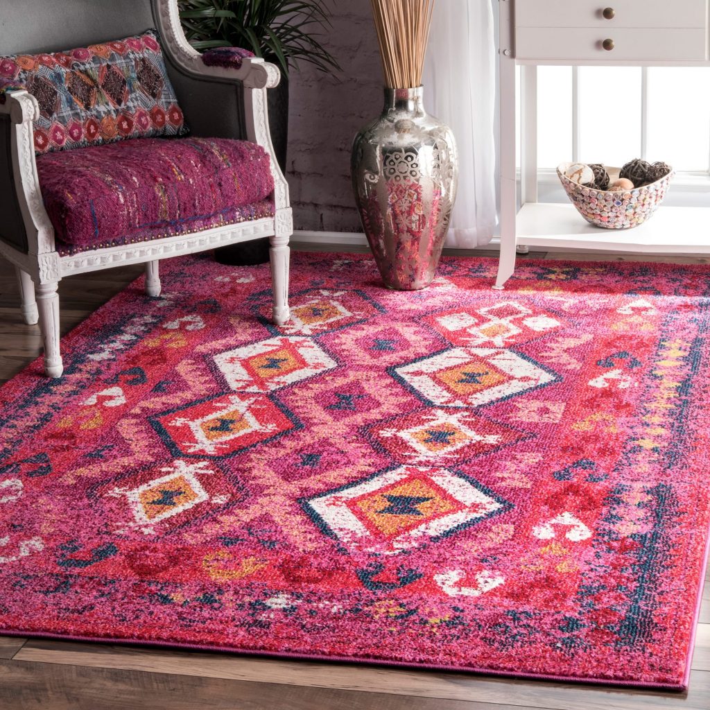 nuLOOM-Geometric-Tribal-Diamond-Pink-Rug