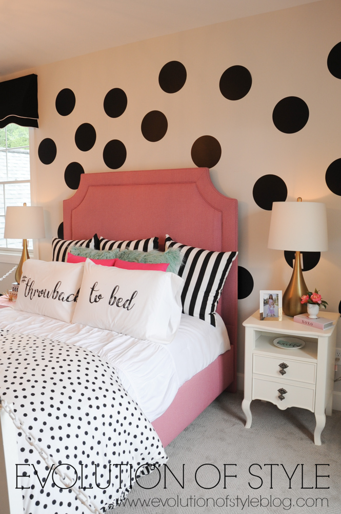 Girl's room with polka dot walls