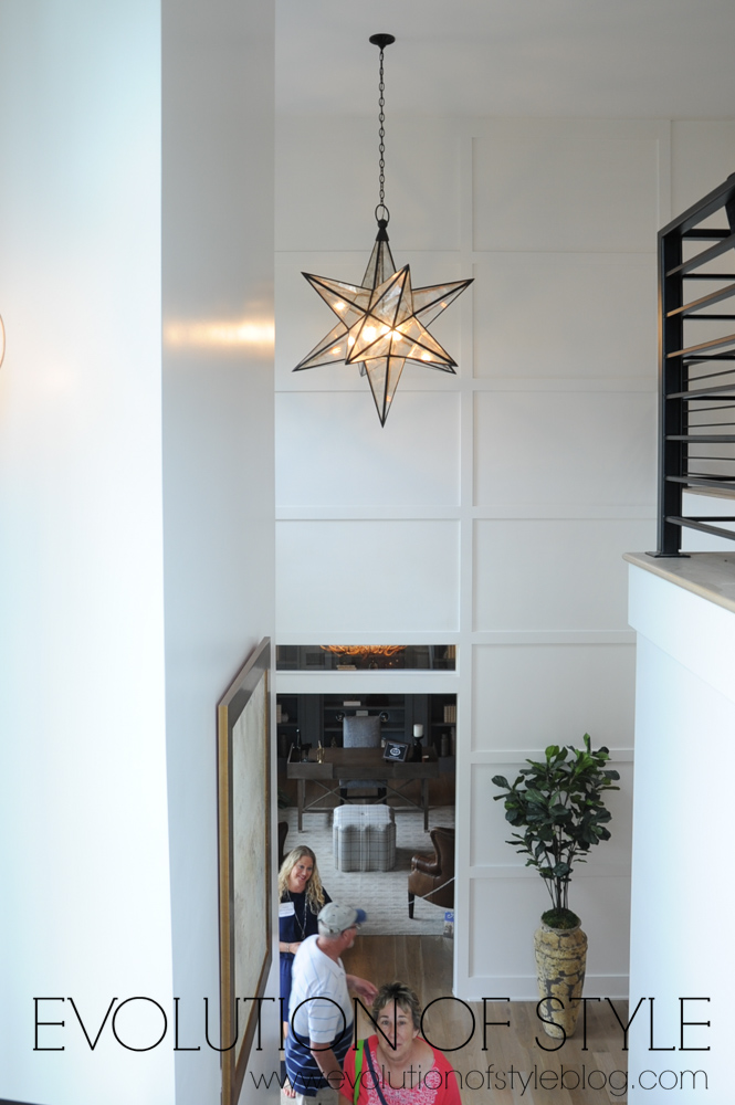 Star chandelier in entryway