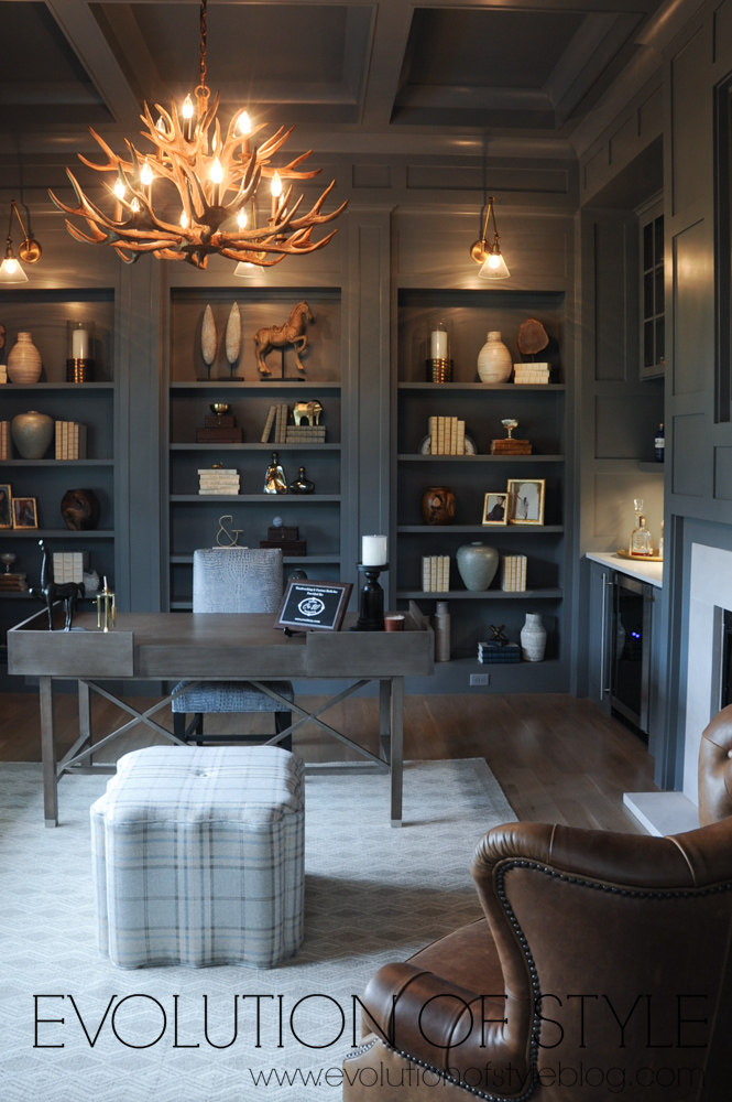 Gray paneled office in modern farmhouse