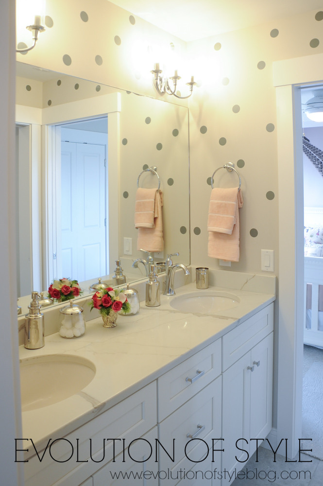 Bathroom with polka dot wall decals