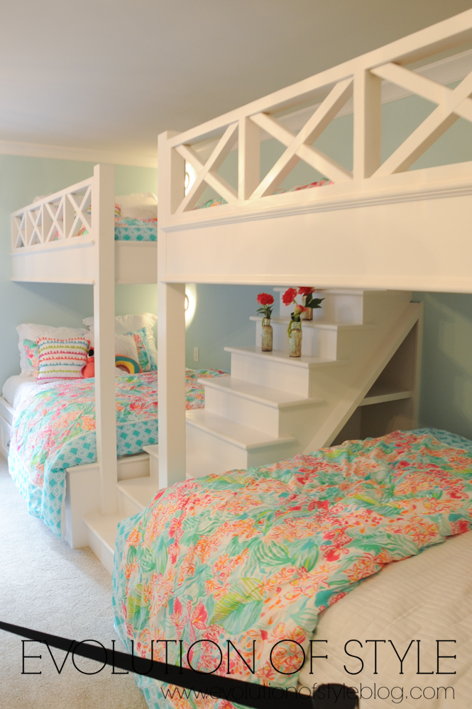 Built-in bunk beds girl's room