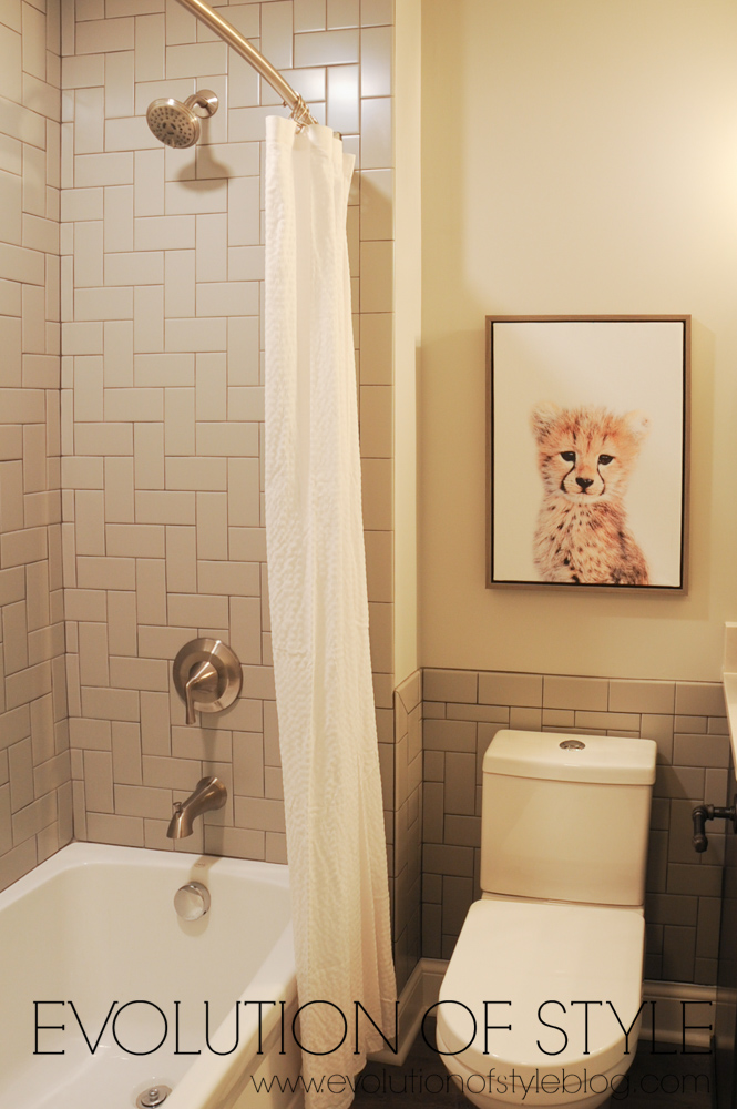 Kid's bathroom with subway tile