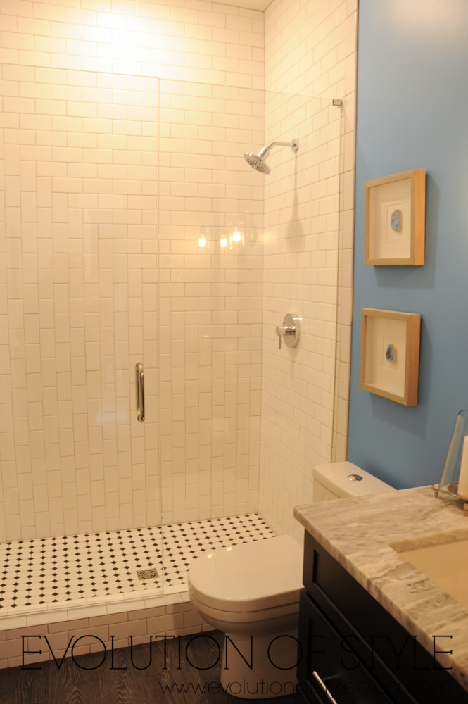 Bathroom with patterned subway tile