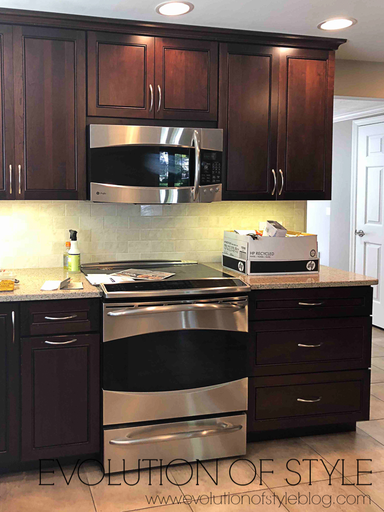 Dark Cabinets in Kitchen before makeover