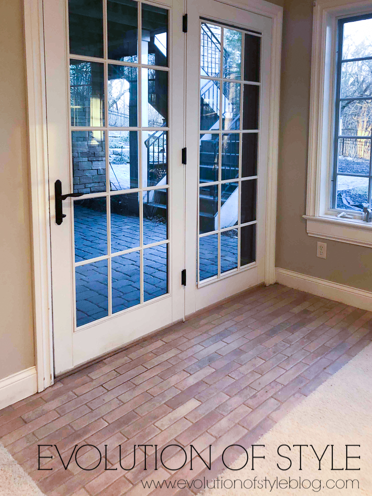 Brick Tile Landing on Walkout Basement