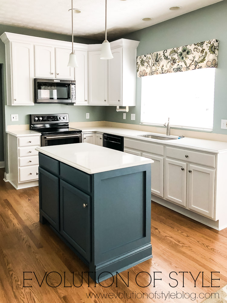 Painted Cabinets in Snowbound and Waterloo